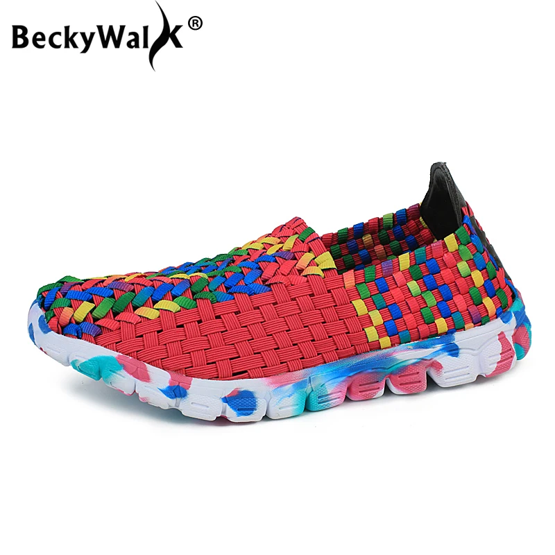 Кроссовки женские BeckyWalk дышащие на плоской подошве разноцветные WSH2920 | Обувь