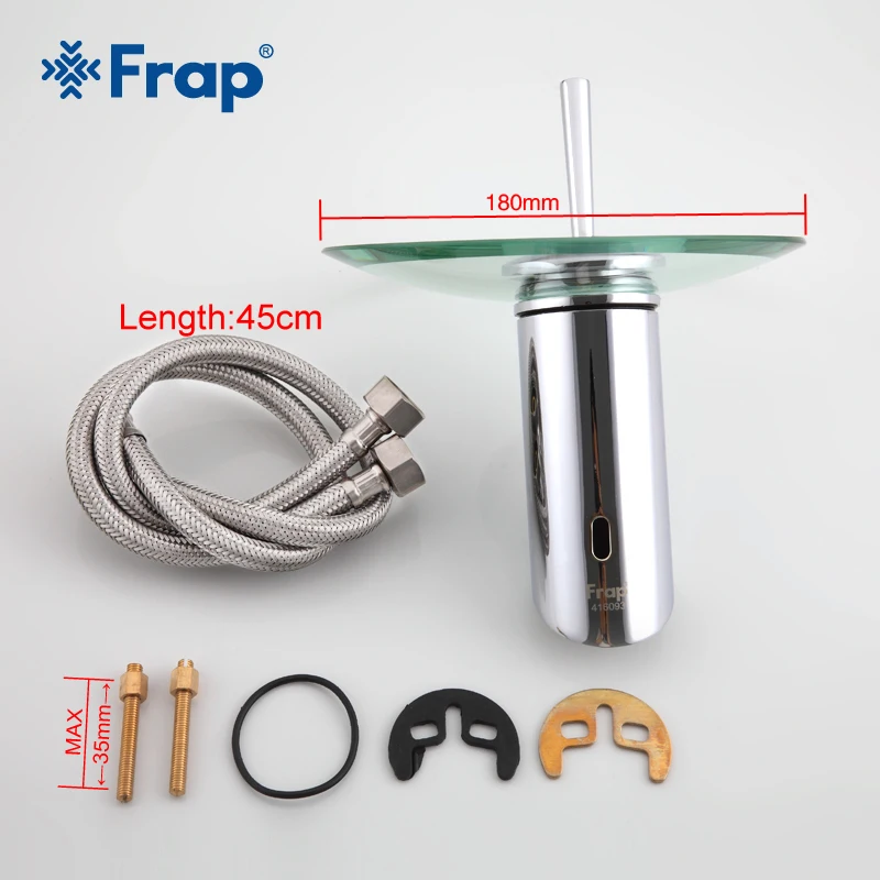 

Frap New Bathroom Basin Waterfall Faucet Cold and Hot Water Tap Contemporary Short Paragraph Deck Mounted Glass Chrome F1055-2