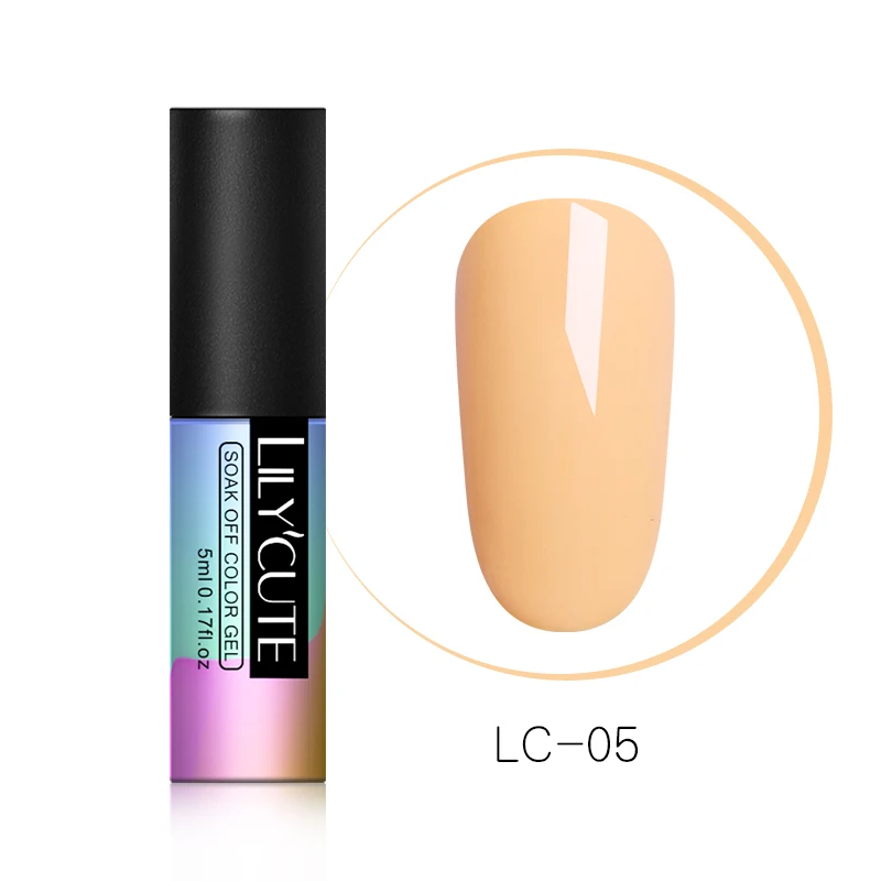 LC-05 LILYCUTE Nude чистый цветной Гель-лак замочить от УФ светодиодный Гель-лак стойкая черная белая розовая основа Гель-лак для маникюра - Цвет: LC-05