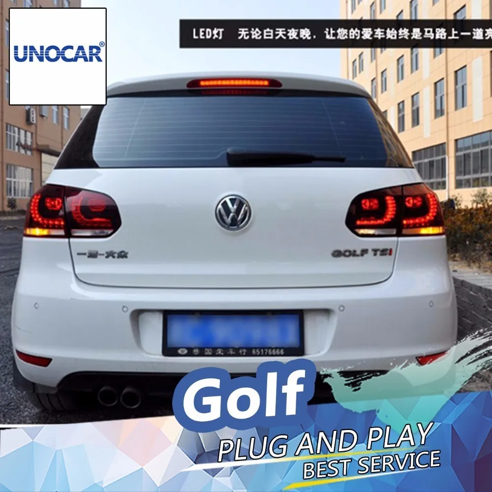 UNOCAR For vw golf 6 taillights 2009-2013 R20 model VW MK6 led rear lights car styling cover drl signal brake reverse | Автомобили и