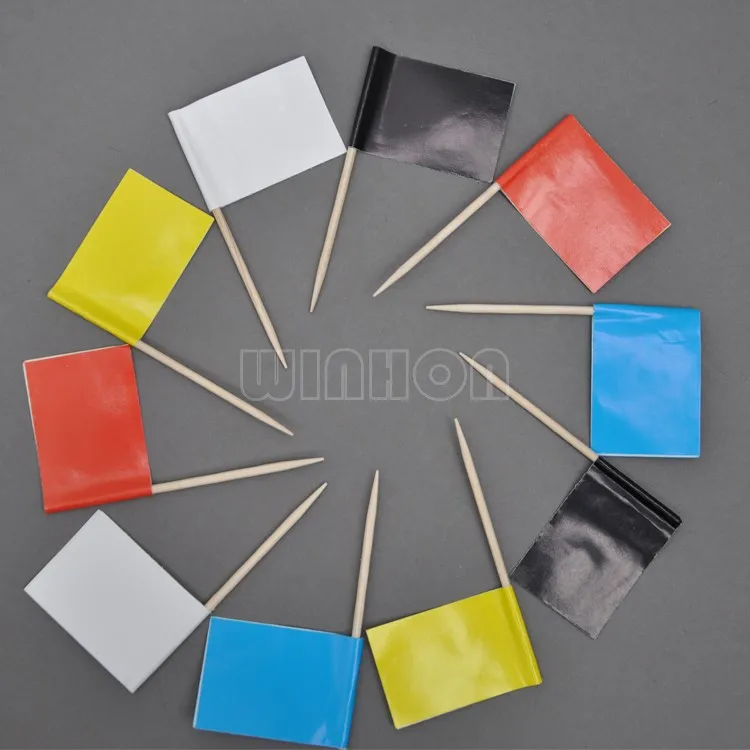 

Black White Yellow Red Blue Toothpick Flags Paper Food Picks Dinner Cake Toothpicks Cupcake Decoration Fruit Cocktail Sticks