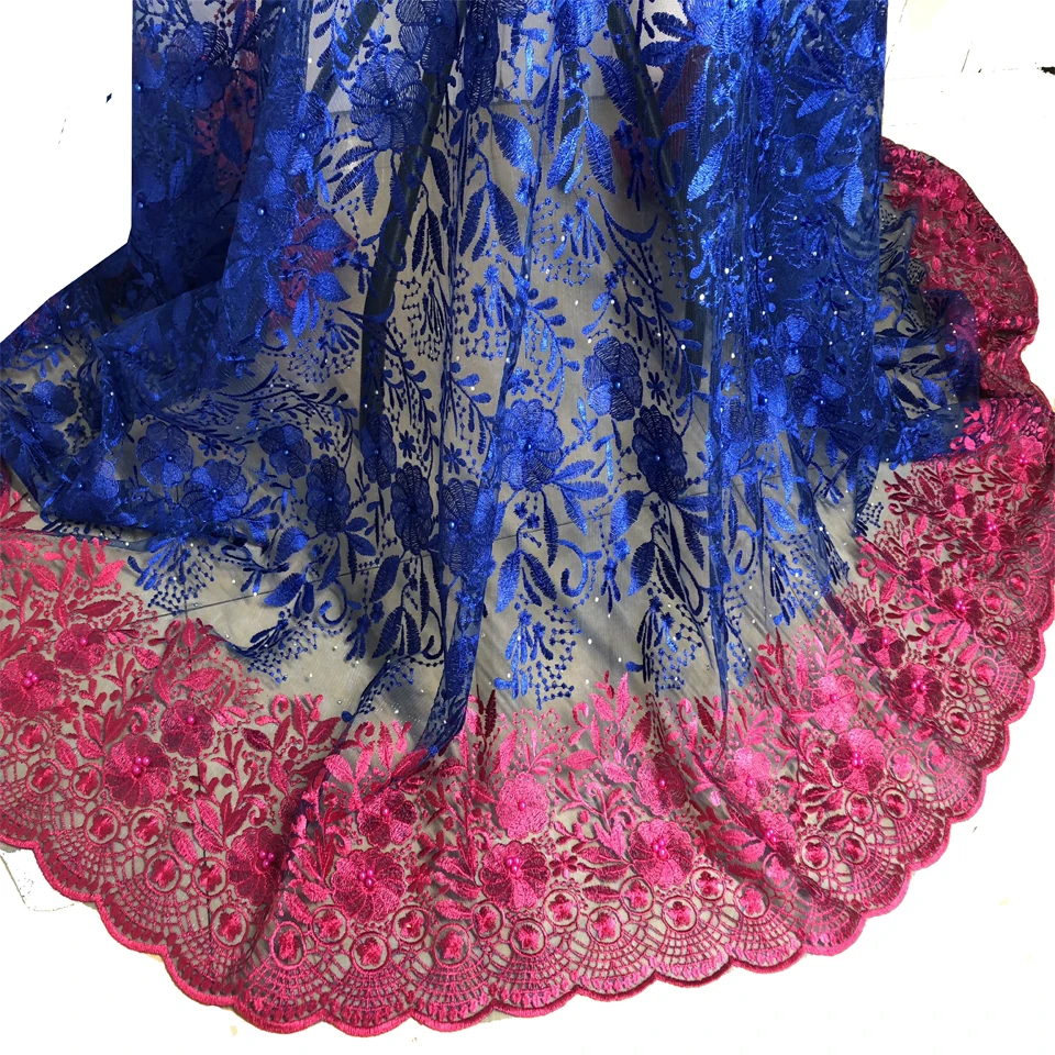 African Lace Fabric 2019 High Quality Wine Bridal With Beaded Nigerian Tulle Mesh Fabrics | Дом и сад