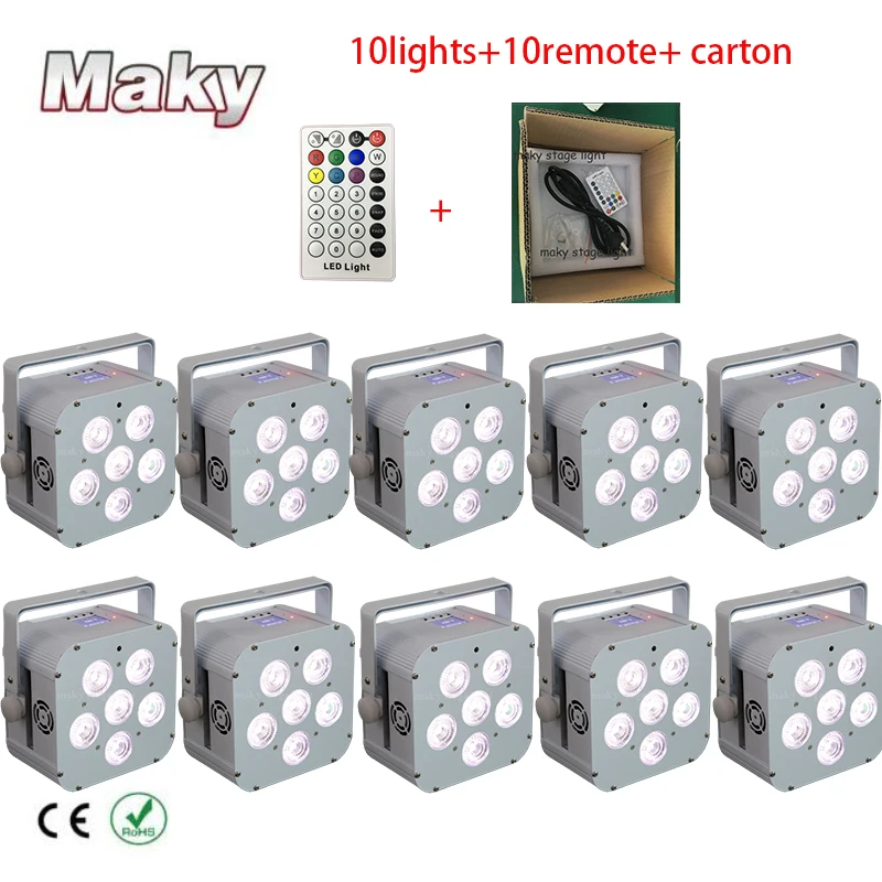 10 ламп/партия СВЕТОДИОДНЫЙ сценический Par прожектор 6 шт. x 18 Вт RGBAW УФ 6in1Led плоский