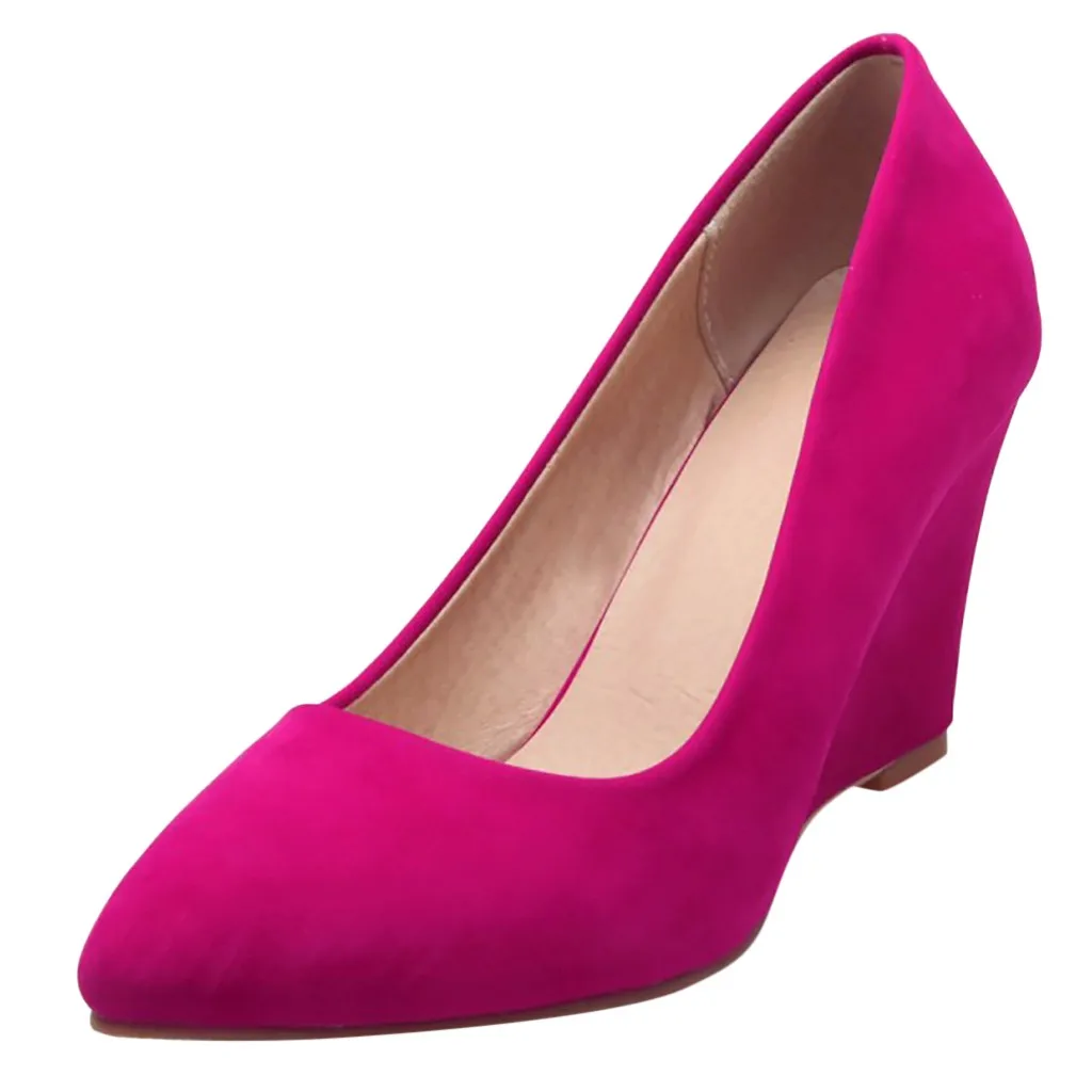 Hot Pink Women Color Business Suit Office Shoes Ladies Pump Wedged Shoes Work Casual Single Shoes Elegant Square Heel Office Shoes - Цвет: Hot Pink