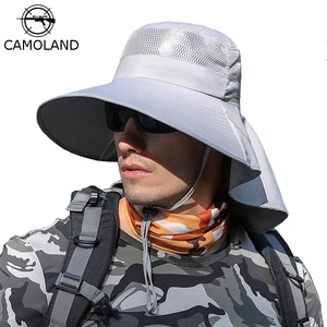 CAMOLAND мужская летняя Панама Для женщин широкополая шляпа с утепленной шеей, лоскутом открытая Пеший Туризм рыболовные шляпы для защиты от УФ-лучей Кепки с дышащей сеткой