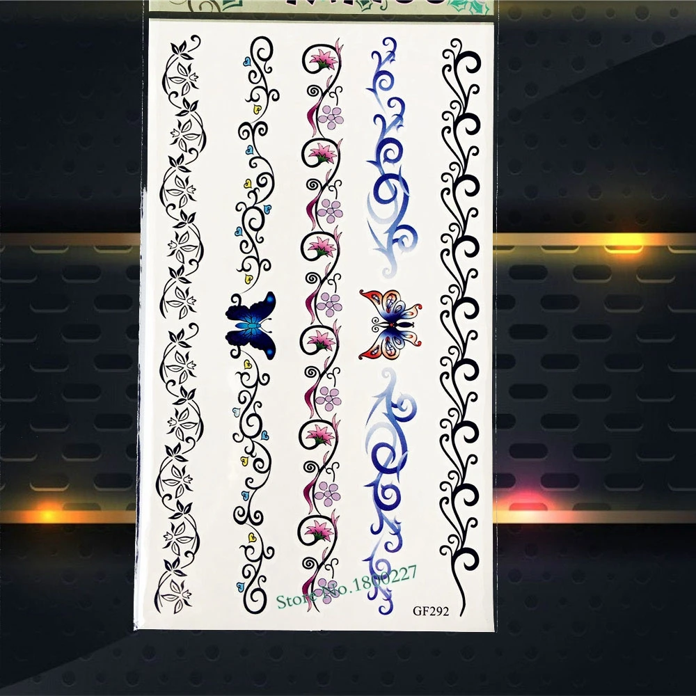 Дети боди арт Painitng рука рукава женский временный плетеный браслет дизайн PGF292 Хна