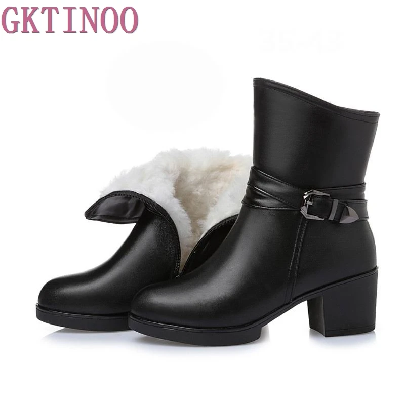 Новинка женские зимние сапоги GKTINOO до середины икры однотонные из натуральной