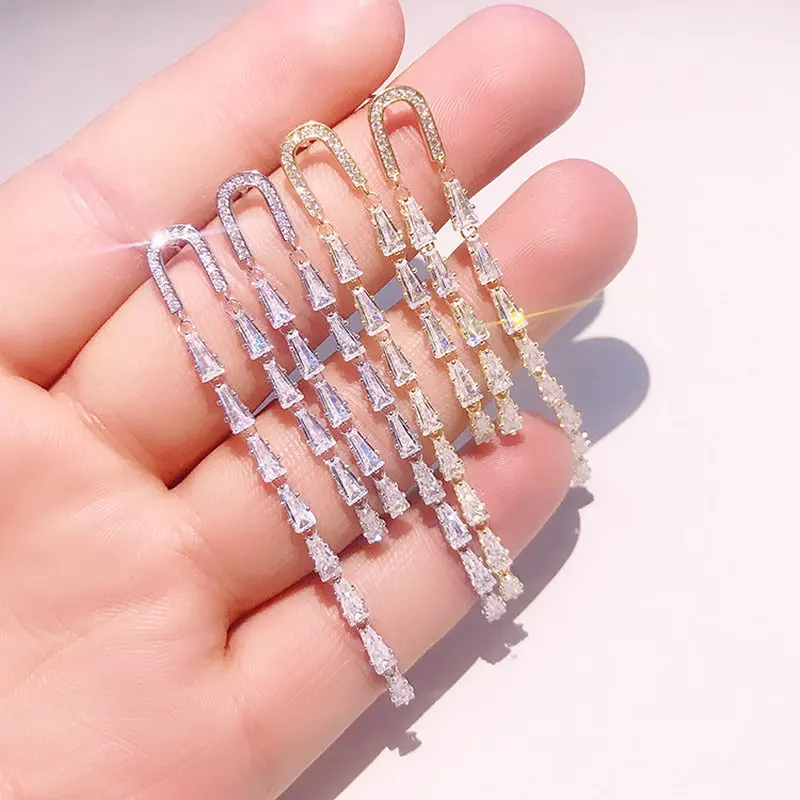 SINZRY, новинка, серьги-подвески с кисточками из кубического циркония, элегантные женские длинные серьги