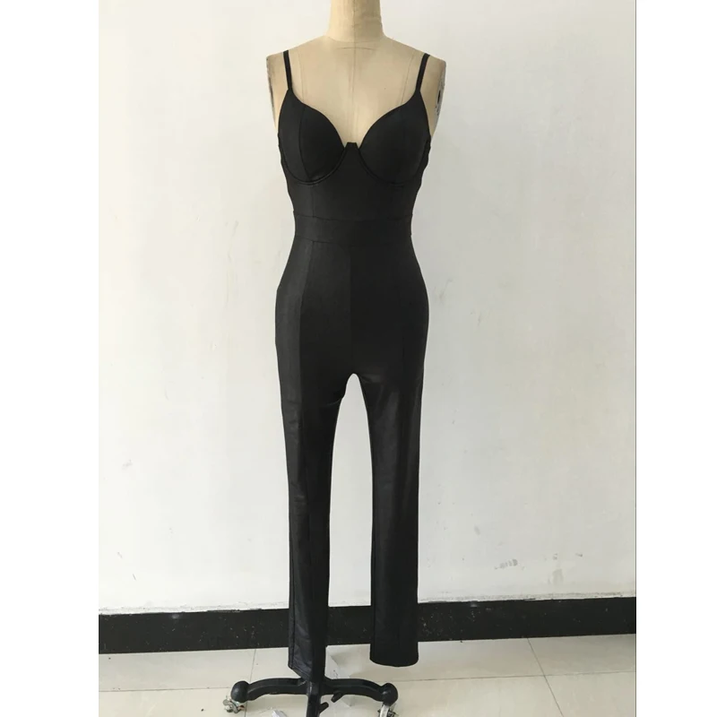 Элегантный облегающий женский комбинезон из искусственной кожи горячая