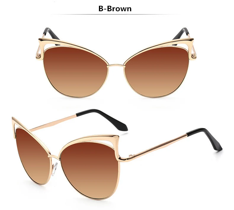 HJYBBSN винтажные кошачий глаз солнцезащитные очки женские Ray Bann роскошный бренд Desiner ретро градиент солнцезащитные очки металлическая оправа Oculos Gafas UV400