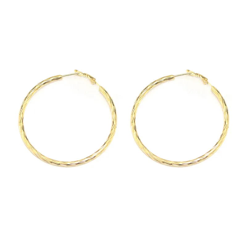 020097G Gold Innopes Золото Серебро Цвет круглые большие серьги кольца для женщин нержавеющая сталь трендовые ювелирные изделия серьги женские аксессуары - Окраска металла: 020097G Gold