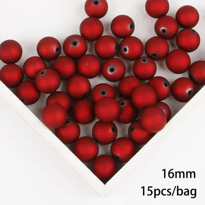 Red 16mm Черные/красные матовые пластиковые круглые бусины 6, 8, 10, 12, 14, 16 мм ABS морозные круглые бусины 15-200 шт для изготовления ювелирных изделий своими руками - Цвет: Red 16mm