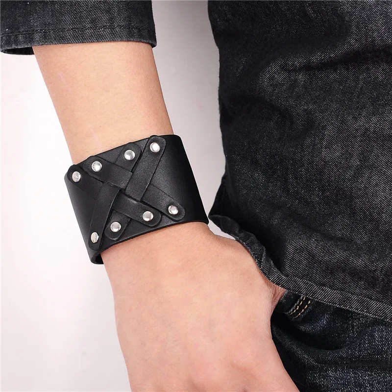 Горячая новинка брендовый винтажный браслет из натуральной кожи мужские широкие