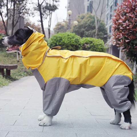 Плащ-комбинезон для больших собак, водонепроницаемый, с капюшоном