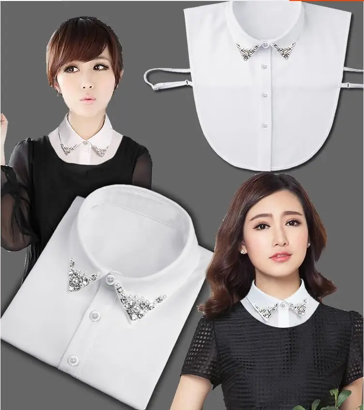 

Detachable Collars Female Rose Embroidery False Collar Irregular Edge Femme Tunique Novelty Faux Col Tie Nep Kraagje Blouse Bluz