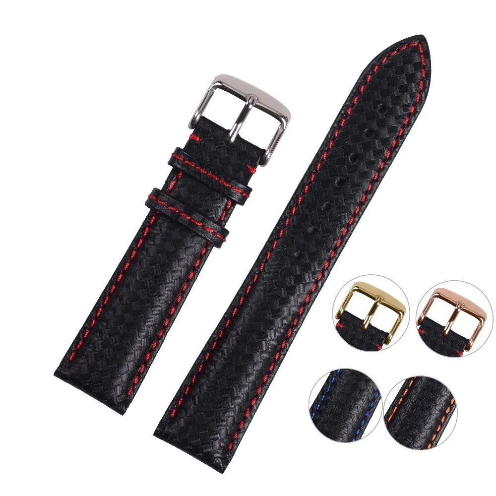 Ремешок для часов из углеродного волокна разных цветов 20 мм 22 мм|leather watchband|genuine