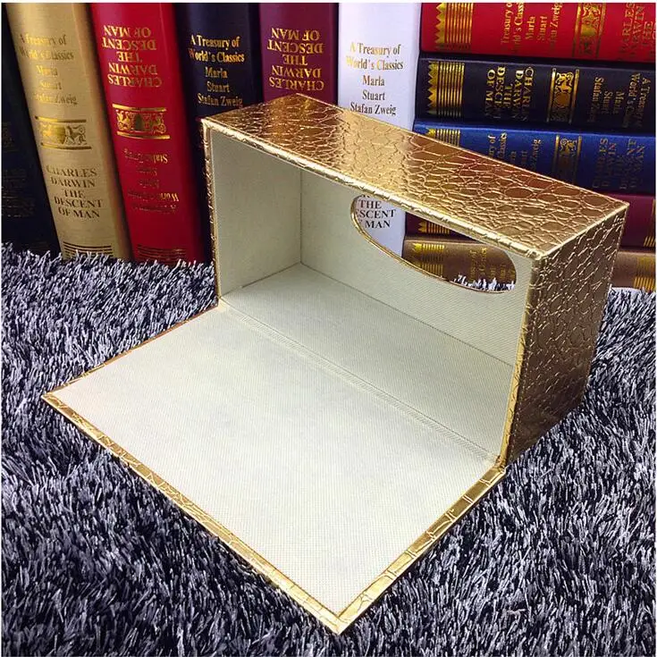 Модные Крокодил золотой прямоугольные деревянные кожаная коробка для салфеток