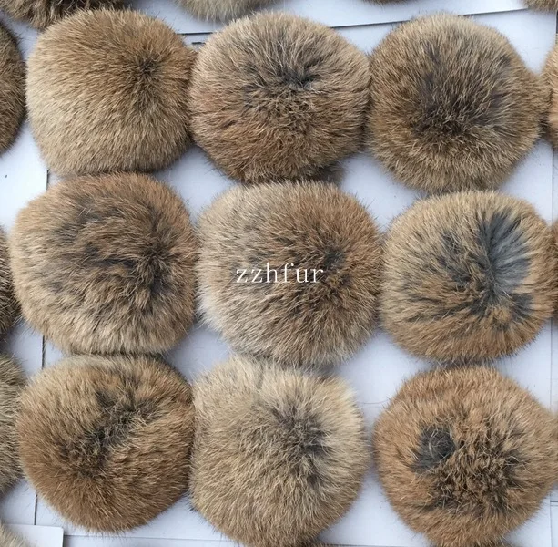 

6pcs/lot 8cm Natural Real Rabbit Fur Ball Pom Poms Fluffy Fur Pompom DIY For Women Kids Winter Hat Skullies Beanies Knitted Cap