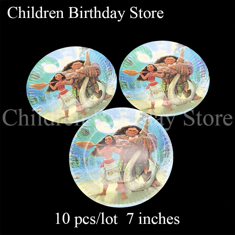 

10pcs/lot Moana print disposable plates Moana theme birthday party decorations Moana paper plates dishes