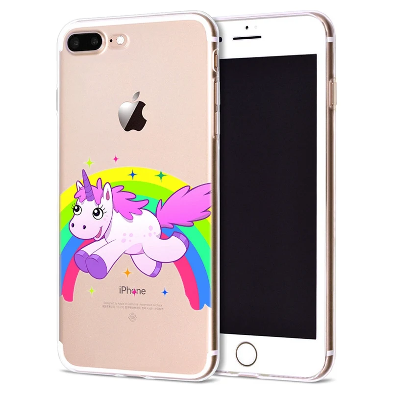 Чехол для Apple iPhone 6 6S 7 Plus X 10 милый Единорог Мягкий TPU чехол Оригинальный 8 B320 |