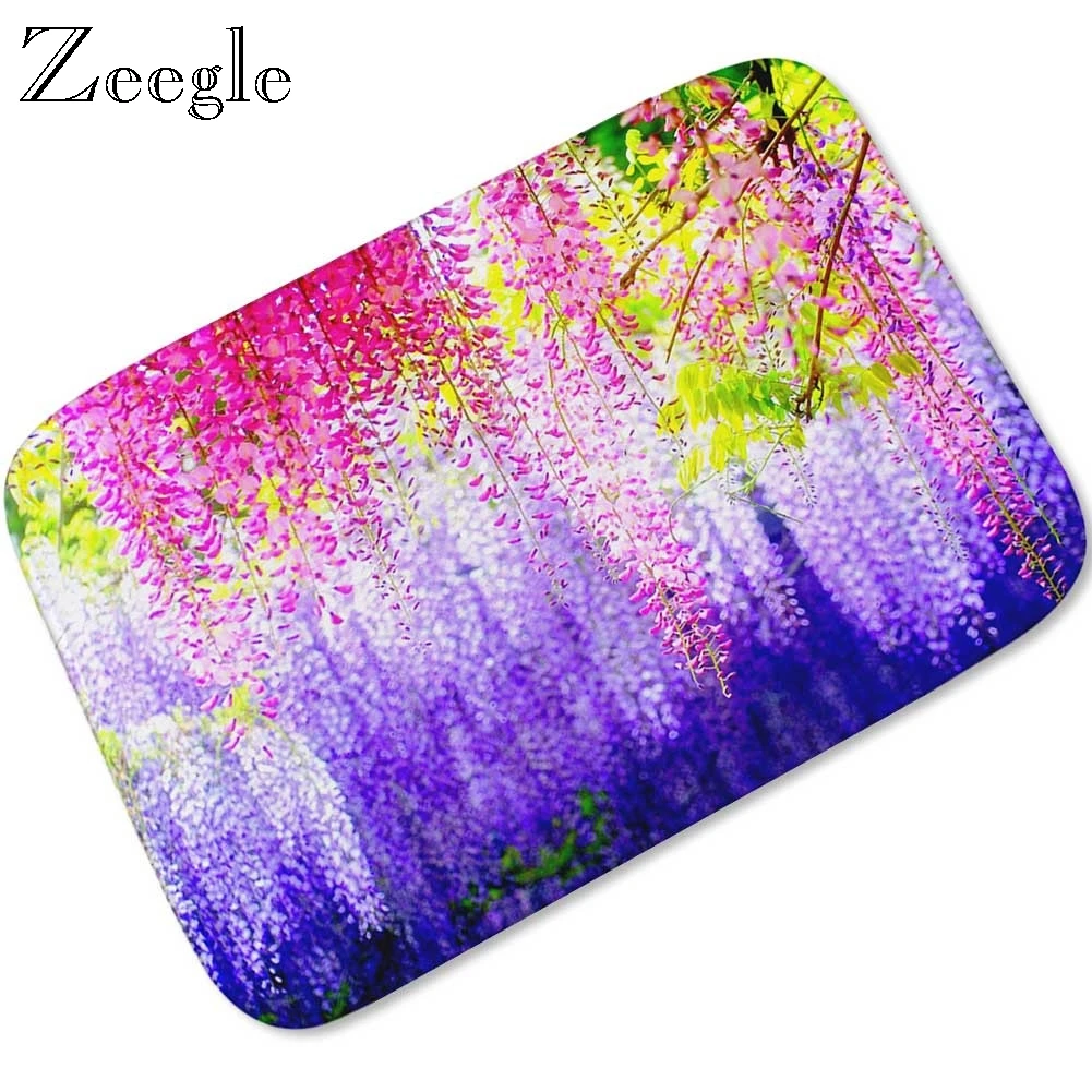 

Zeegle, цветочный принт, коврики для прихожей из микрофибры, фланелевые коврики для гостиной, Нескользящие Коврики для приветствия, коврики дл...