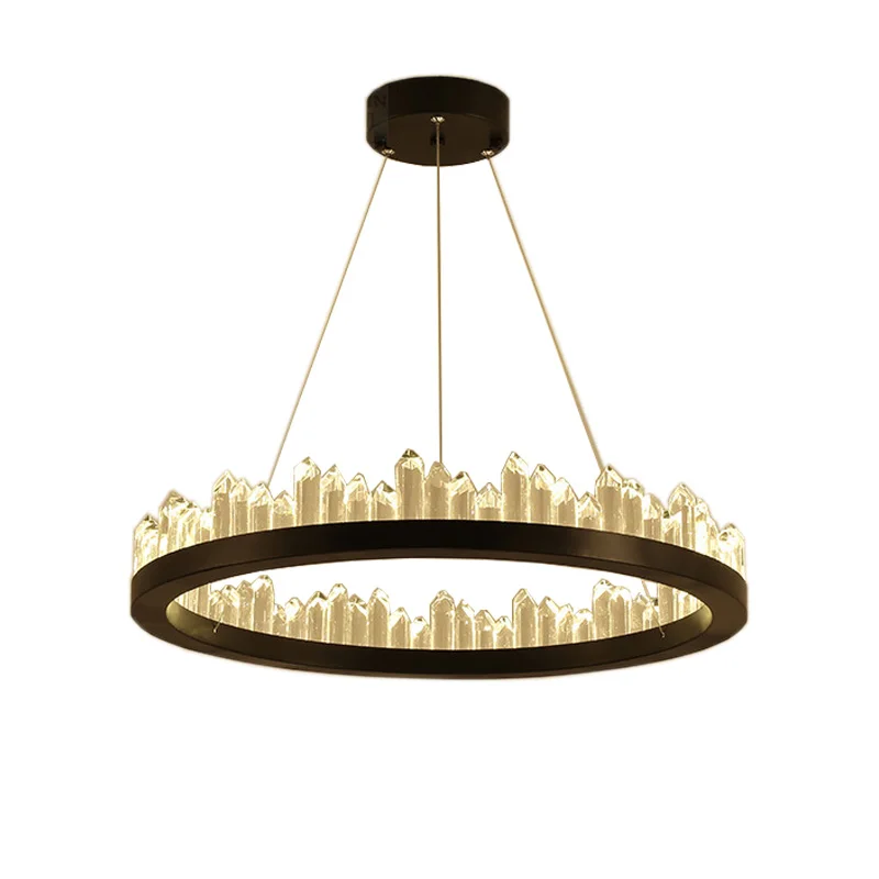 

Remote Nordic luxury Natural Crystal Pendent Lamp Circular Minimalist Designer Restaurant Household Hall Lamps