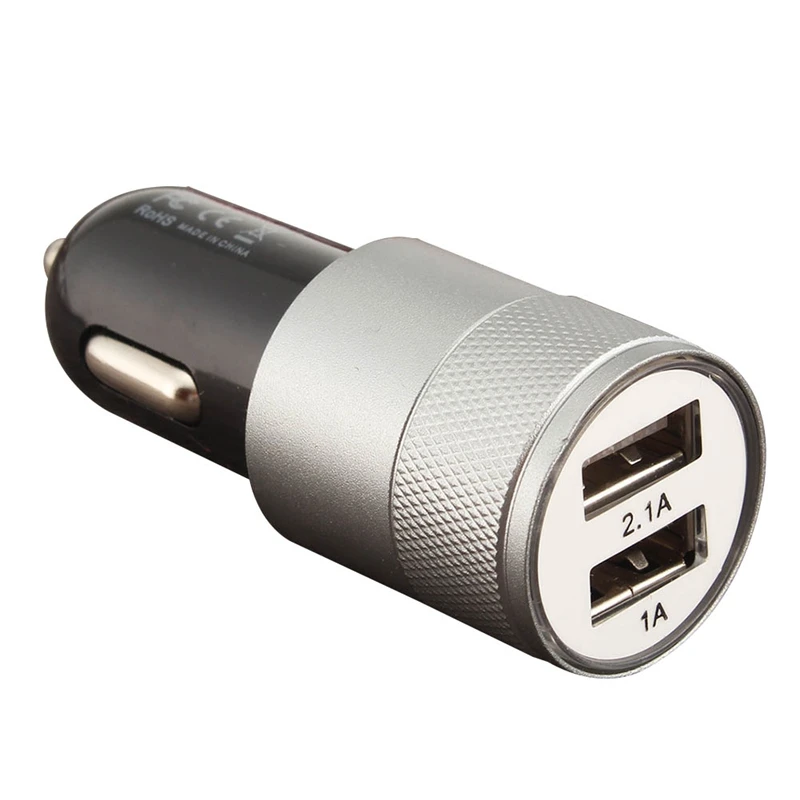 Автомобильное зарядное устройство маленькое Двойное стальное USB универсальный