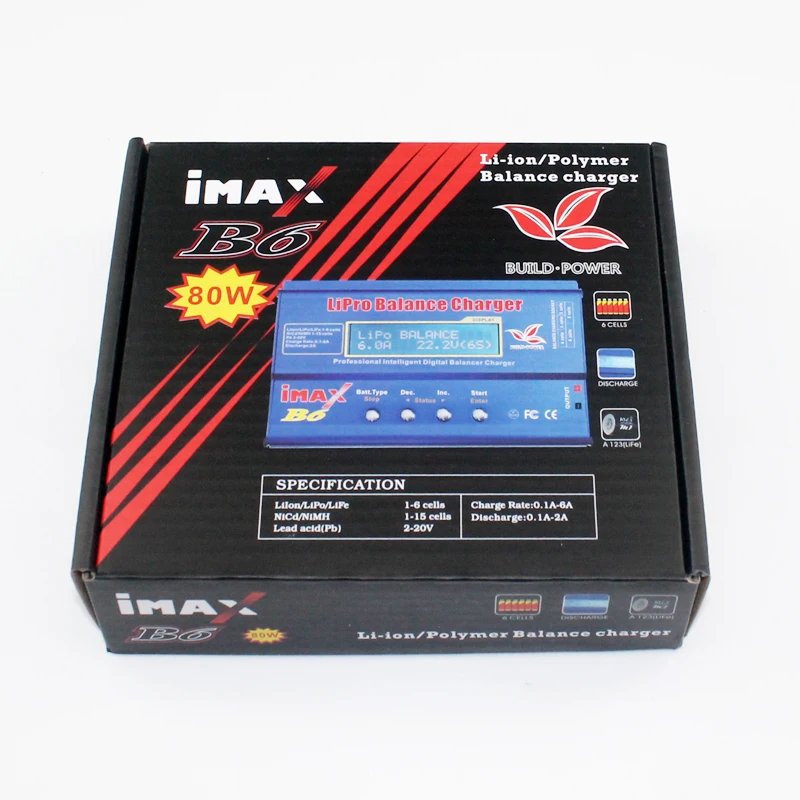 Зарядное устройство IMAX B6 80 Вт 2S ~ 6S Lipo для радиоуправляемого вертолета самолета