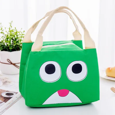 Green Многофункциональная сумка для ланча, милая, с большими глазами, Брезентовая, водонепроницаемая, для женщин, девушек, Студенческая коробка для завтрака, термо сумка, для офиса, школы, пикника, сумка-холодильник - Цвет: Green