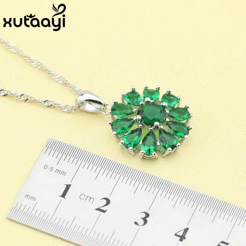 Зеленый имитированный изумруд новая мода серебряный цвет набор ювелирных