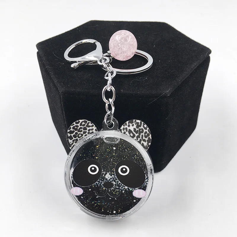 Жидкий трехмерный круглый брелок в виде животного креативный подвижный для