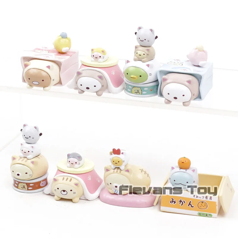 Sumikko Gurashi Shirokuma тонкацу Неко tokage Pengin Мини Kawaii Фигурки Коллекция игрушек украшение автомобиля куклы 8 шт./компл