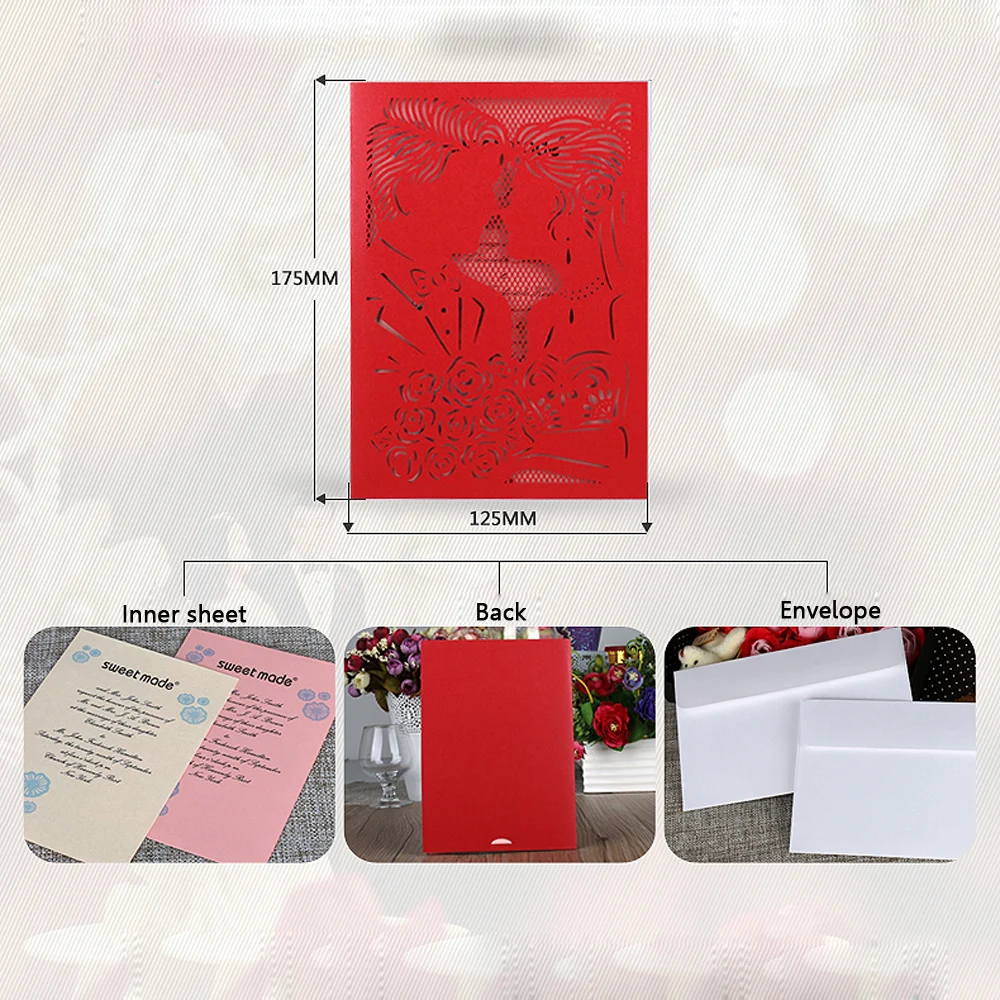 Набор пригласительных открыток для свадьбы с лазерной резкой 10 шт.|card kit|card with
