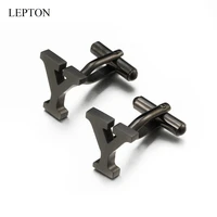 lepton stainless steel letters y cufflinks for mens black silver color letter y of alphabet cuff links men shirt cuffs button