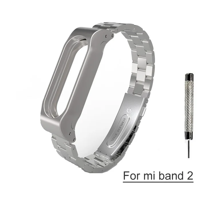 Metal Silver Amazfeel mi Band 2 ремешок на запястье браслет без винтов Pulseira для Xiaomi mi Band 2 ремешок металлический браслет из нержавеющей стали mi band 2 - Цвет: Metal Silver