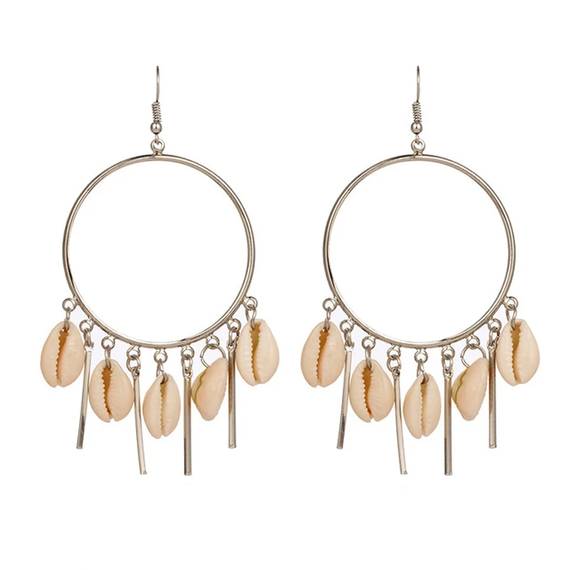 2019 Latest Fashion Earrings metal shaft pendant earrings natural shell bohemian women Gifts | Украшения и аксессуары