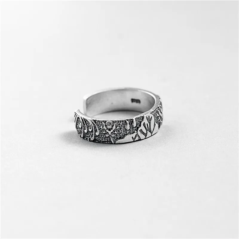 Винтажные кольца унисекс с логотипом дерева 100% Стерлинговое Серебро 925 пробы