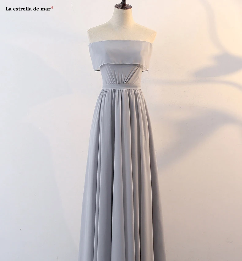 Vestidos de festa vestido longo para casamento новые шифоновые 6 стильные розовые платья серого цвета для подружек невесты Дешевые Свадебные платья для гостей