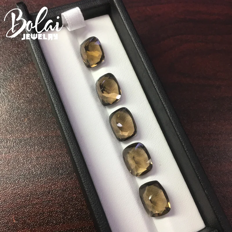 

Bolaijewelry,100%natural smoky quartz cushion10*12mm 5pcs/22.75ct for silver jewelry mounting and Do It Yourself jewelry