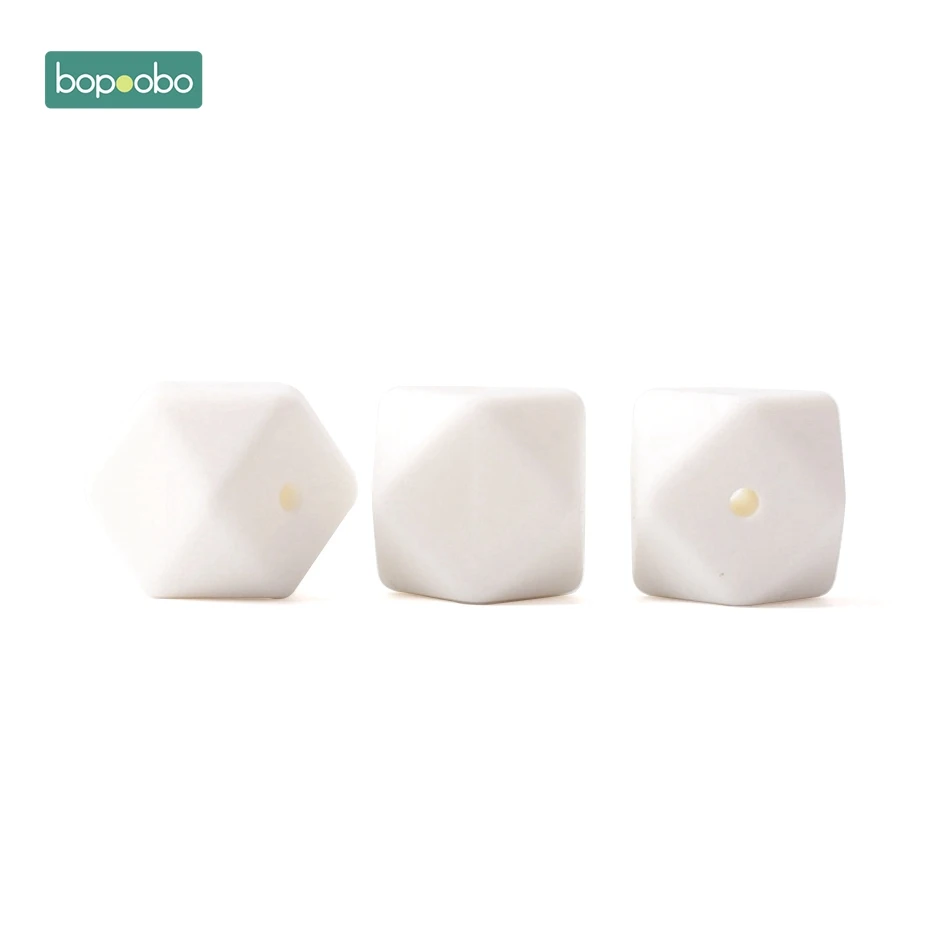 White Bopoobo 17 мм силиконовые бусины для кормления аксессуары 10 шт. красочные силиконовые шестигранные бусины Монтессори игрушки Детские принадлежности для кормления - Цвет: White