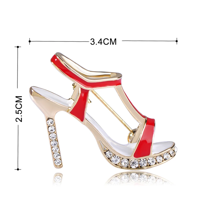 Женская Брошь для обуви Blucome красная эмалированная брошь на высоком каблуке