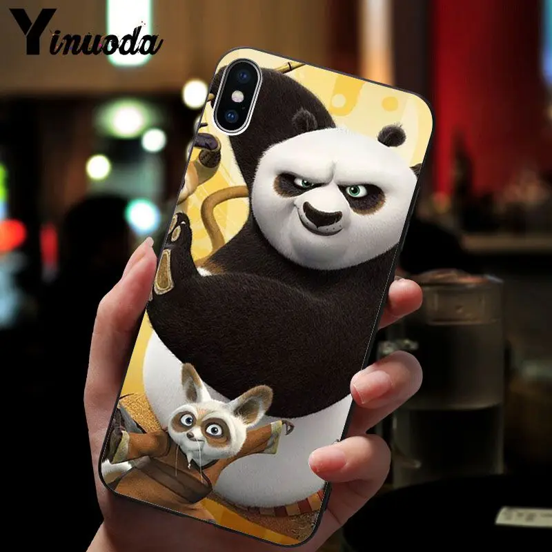 11pro MAX kungfu панда черный ТПУ Мягкий силиконовый чехол для телефона iPhone X XS 6 6s 7 7plus 8