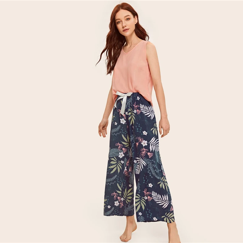 Dotfashion/пижамный комплект с цветочным принтом, 4 шт., с халатиком, летняя Пижама для женщин, Весенняя повседневная одежда с длинными рукавами и v-образным вырезом