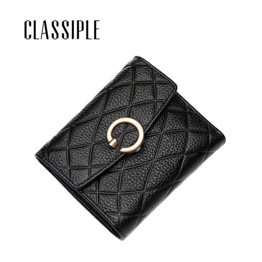 Womens Wallets Genuine Leather Small Women Short Wallet Hasp Black Linge 2018 Fashion Female Purses Lady Portfel Damski | Багаж и сумки