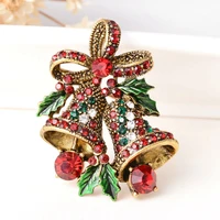 fashion christmas gifts pins and brooches for women small bell heart rhinestone brooch female bijoux