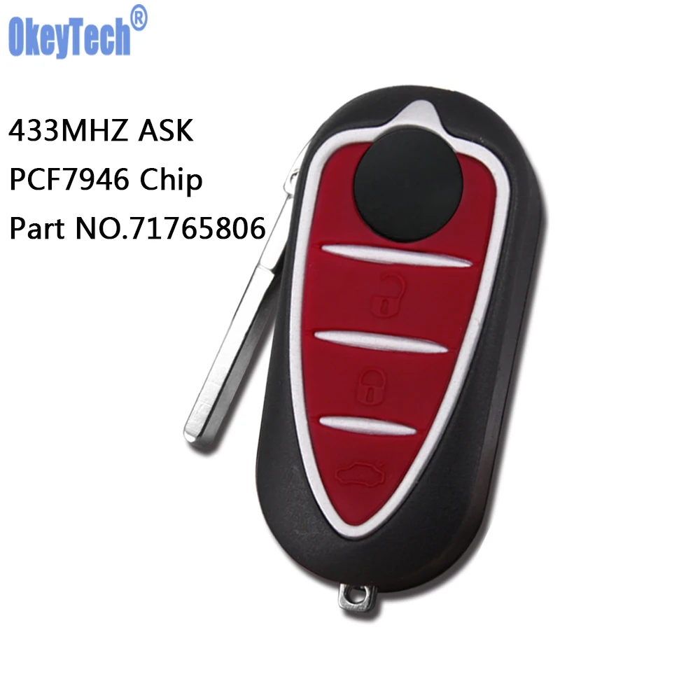 OkeyTech дистанционный флип ключ 3 кнопки для Alfa Romeo Giulietta 2010 (Marelli BSI) 433 МГц с чипом PCF7946