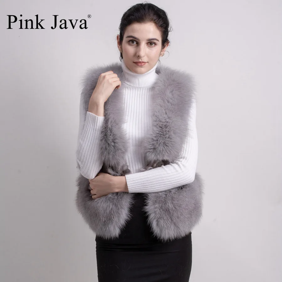 Розовый java QC5026 2017 новое поступление натуральный Лисий мех жилет для женщин