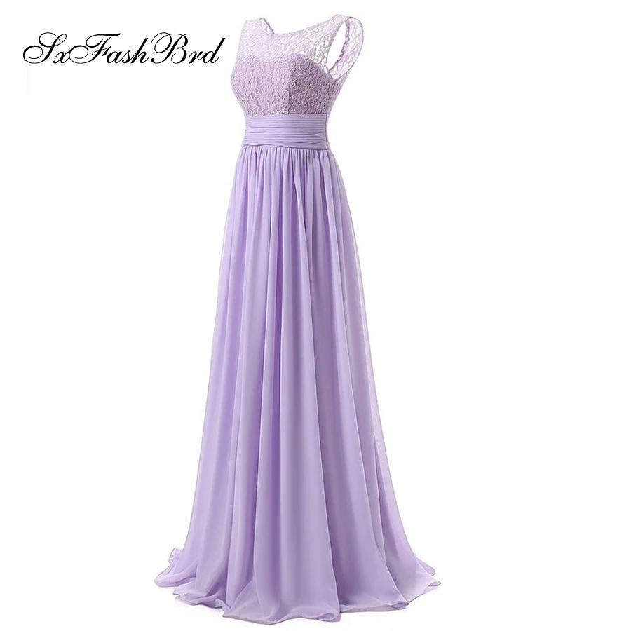 Длинные платья для выпускного вечера с круглым вырезом без рукавов открытой