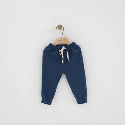 Denim Blue Хлопковые длинные штаны; детские брюки для маленьких мальчиков и девочек; осенняя одежда с большим карманом; повседневные закрытые ножки; Одежда для новорожденных; леггинсы - Цвет: Denim Blue