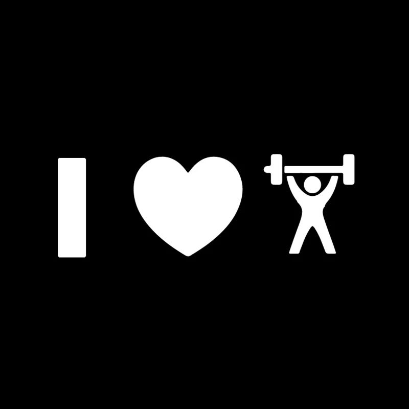 QYPF 14 5*5 см I Love Weight Lifting Sport Fitness Декор Виниловая наклейка для автомобиля силуэт